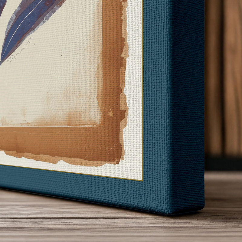 Burgundy Study Botanical - Wrapped Canvas, 36x24 - 91.4 x 61.0 cm, Teal Border