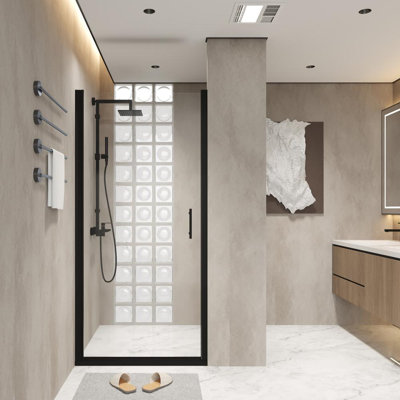 Half Frame Shower Door (Matte Black)