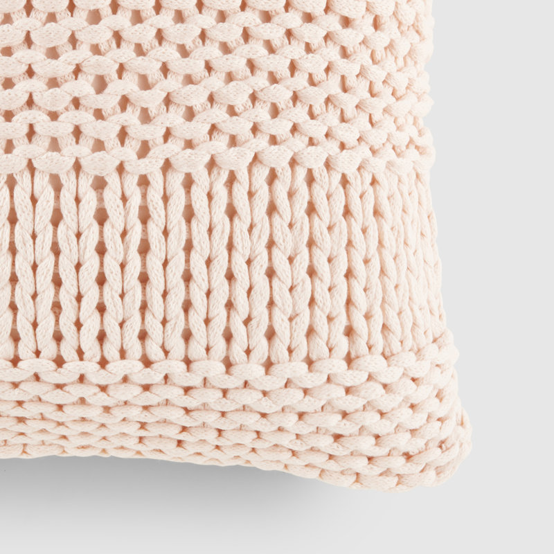 Blush Chunky Knit Acrylic Square Throw Pillow Set