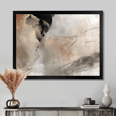 Black And Grey Brushstroke Abstract Painting - Abstract Collages Wall Art, Black Contemporary Canvas Print