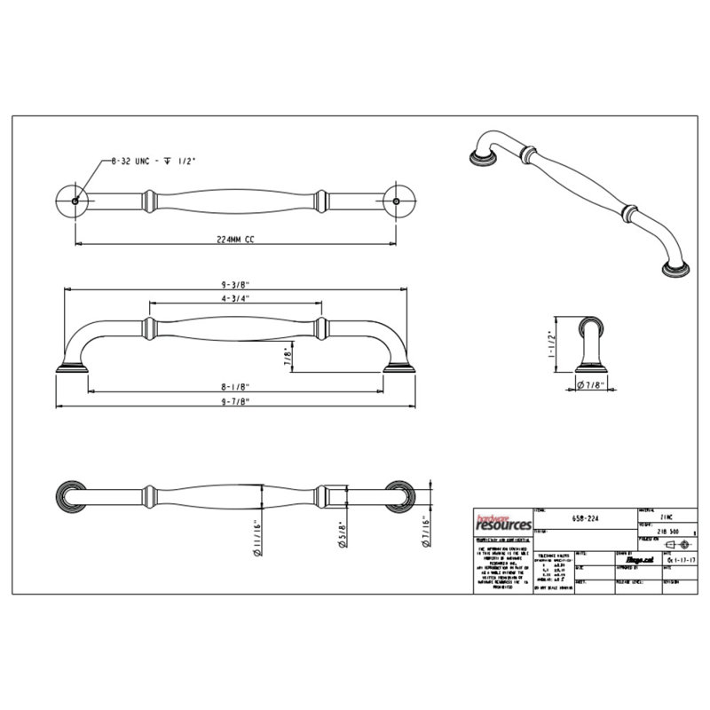 Tiffany Bar Pull, Satin Bronze, 3 3/4"