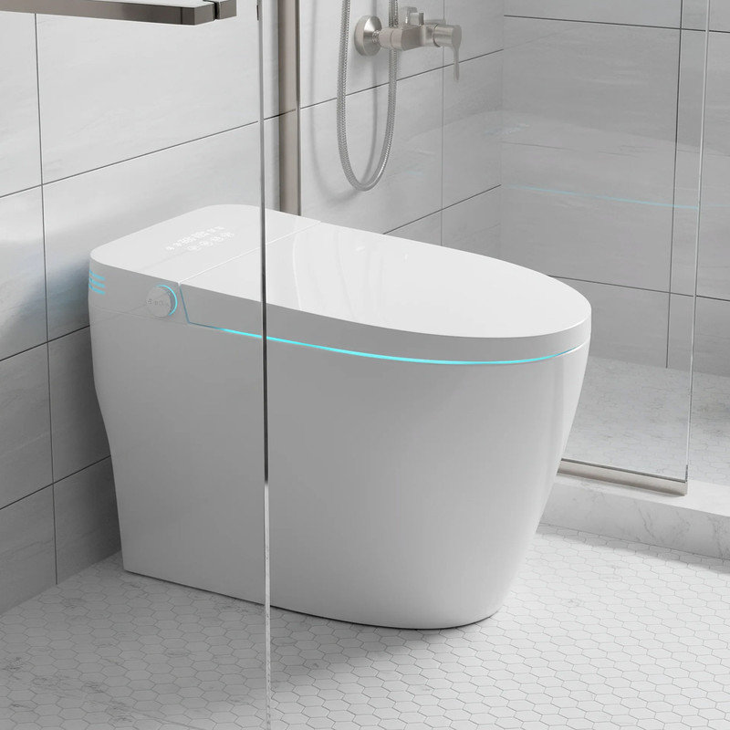 Toilette intelligente sans réservoir avec baignoire Sitz, siège chauffant, séchoir à eau chaude, chasse automatique et affichage à DEL