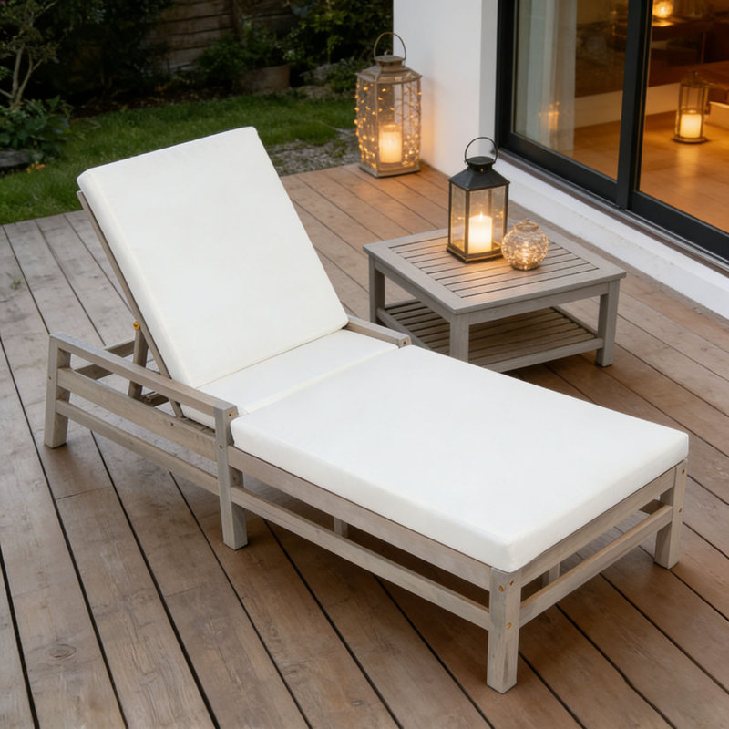 Chaise longue d'extérieur réglable, 1, Gris