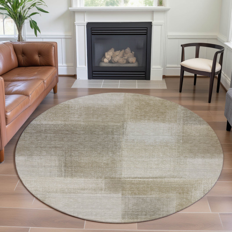 Premium Machine Washable Barry AMF1290 Geometric Rug, Round 8'