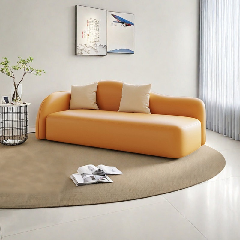 Fauteuil inclinable ergonomique en similicuir massif, Orienté à gauche (vu de face), Orange
