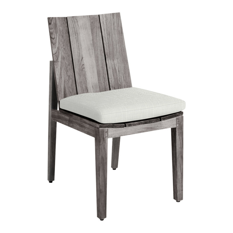 Chaise d'appoint d'extérieur en teck Ashland, Teck huître, Pas de soudure, Sunbrella® argent Verona