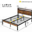 Structure de lit plateforme en métal avec tête de lit et pied de lit en bois avec doublure USB, aucun sommier nécessaire, grand rangement sous le lit, assemblage facile (lit)-192535006-192535007
