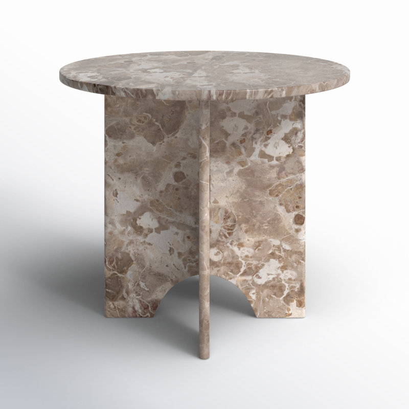 Modern Sculptural Marble Table With Interlocking Base