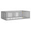 Wood Floor Bed Frame With Fence And Door-1680544724