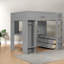 Lits doubles modernes avec rangement, bureau en L, bois aggloméré de pin, maison blanche-1516376613