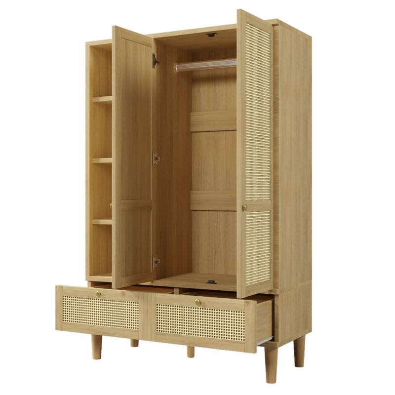 Solid Wood and Metal Wardrobe