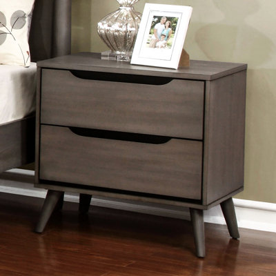 Mobilier de chambre à coucher avec table de chevet moderne de style Mid-Century gris avec 2 têtes d'attraction en bois massif