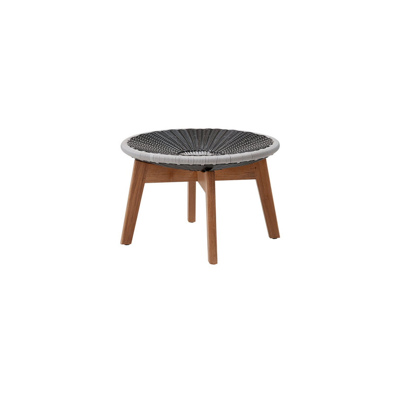 Peacock Outdoor Teak Ottoman, Gray, Dark Gray