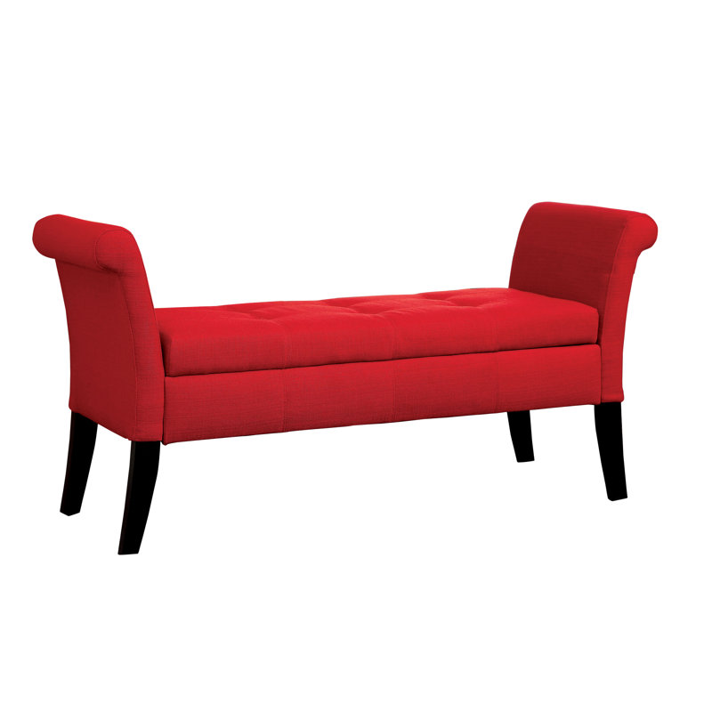 Banc de rangement à couvercle rabattable Bohdan, Rouge