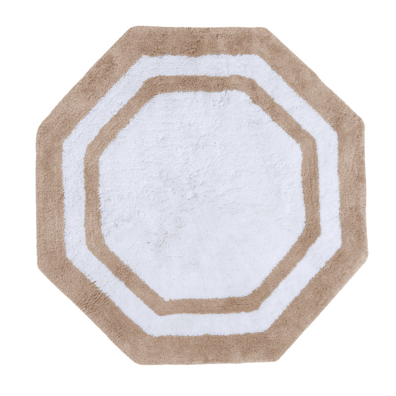 Ipke Cotton Bath Mat, Taupe/White Center