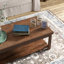 Table basse 48 po, aucun assemblage requis, finition whisky-847623255
