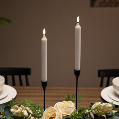 Bougies de Noël DEL sans flamme effilées à sommet d'églises, 9,75 po, blanc, ensemble de 2