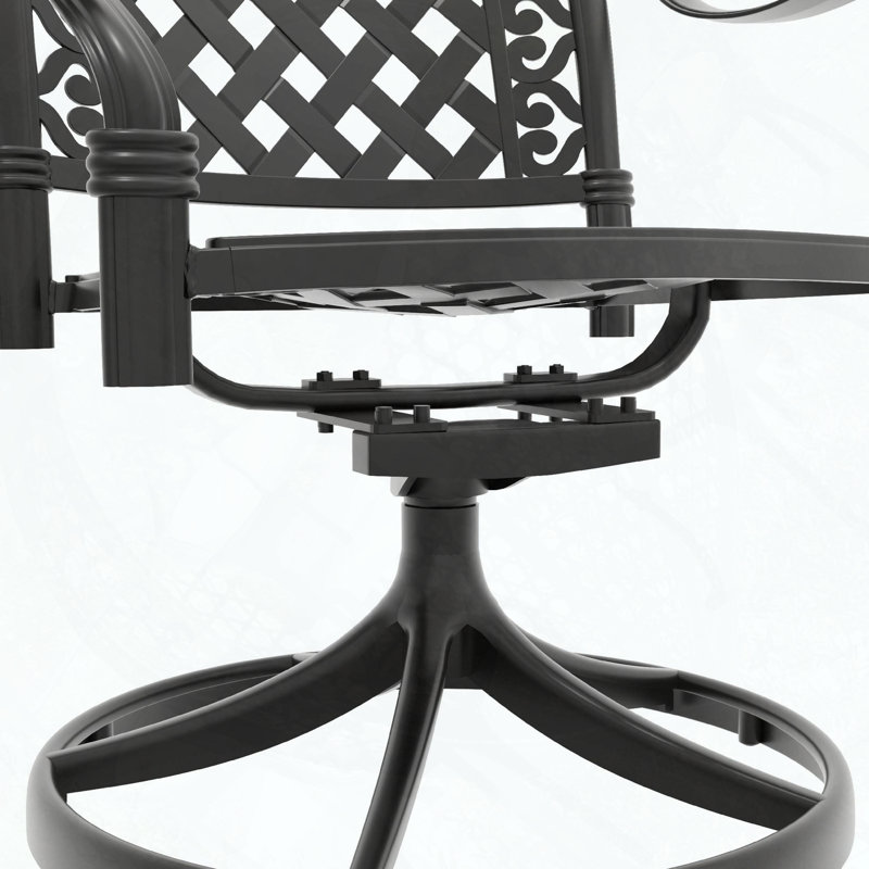 Chaises de patio pivotantes en fonte d'aluminium avec coussins rouges, ensemble de 2, Rouge