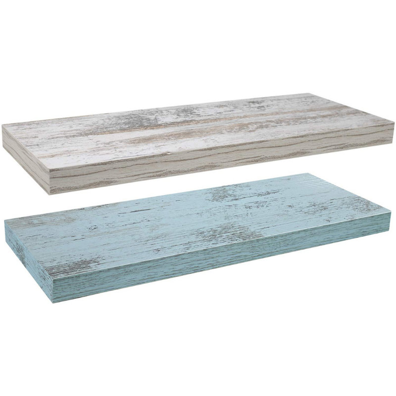 Ensemble de 2 tablettes flottantes 24 po avec fixation invisible Sorbus, Bleu / blanc
