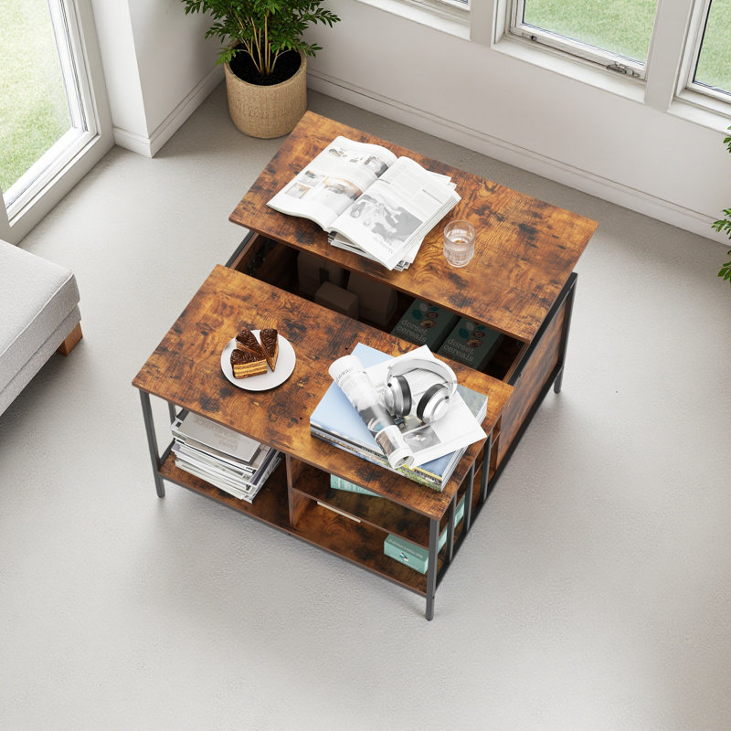Table basse à plateau relevable avec rangement Farmhouse