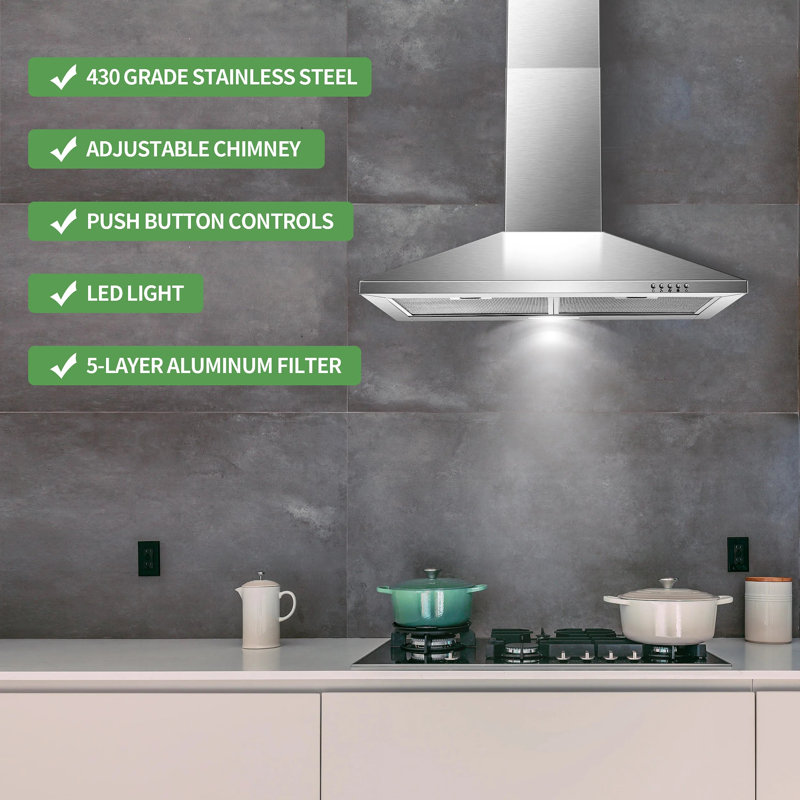 Hotte murale 30 pouces en acier inoxydable