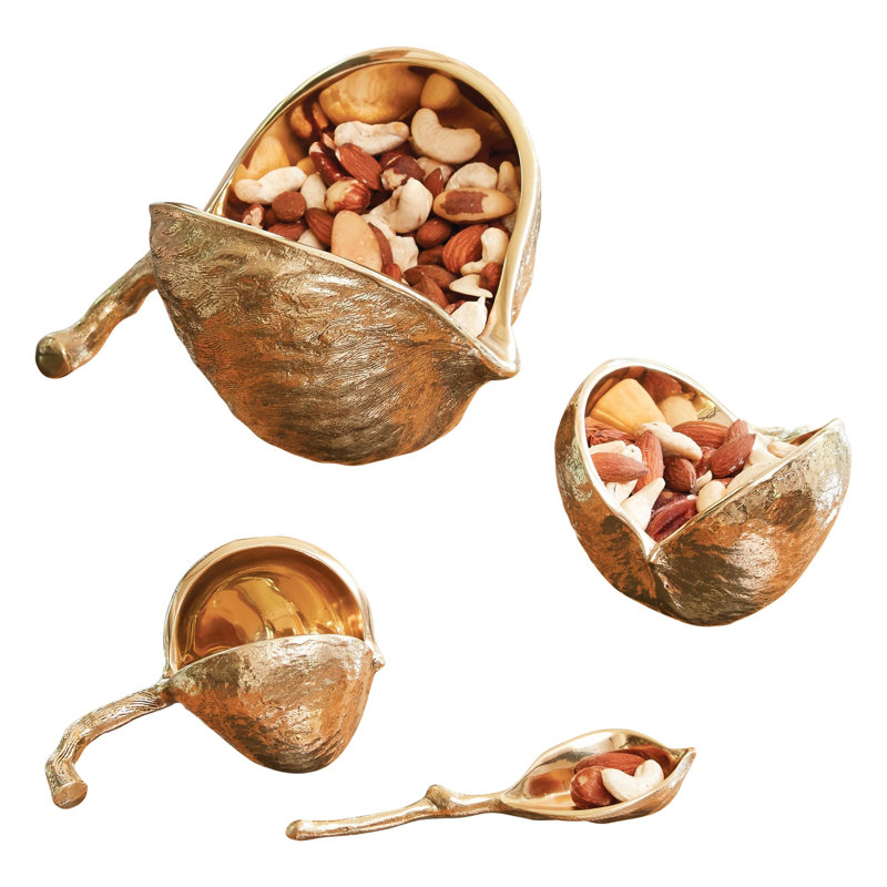 Chestnut Bowl, Brass, 2.75" H x 3.75" W x 5" D
