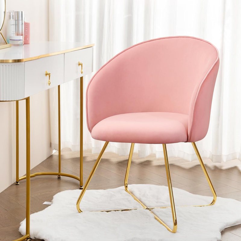 Chaise d'appoint rembourrée Tyiana, Velours rose