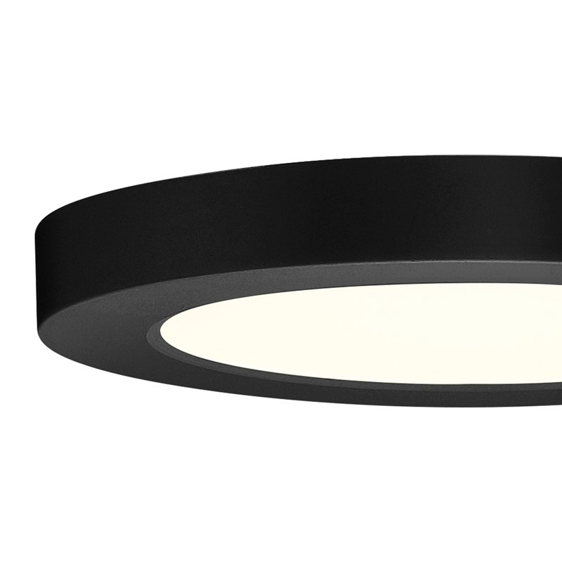 Modern Round Low-Profile Integrated LED Flush Mount, Black, 0.61" H x 5.25" W x 5.25" D