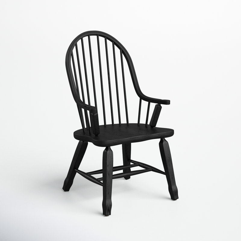 Makira Windsor Back Arm Chair, Black