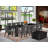 14-Pc Dining Table Set a Rectangular Table with a coffee Table and 12 Dark Gotham Grey Linen Fabric Dining Chair, Wire Brushed Black-251287436-263195130-263195131