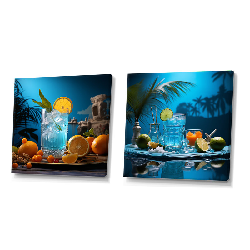 Cocktail Rum Runners Reverie - Ensemble de 2 cocktails carrés, Toile tendue, H 30 po x l 61 po