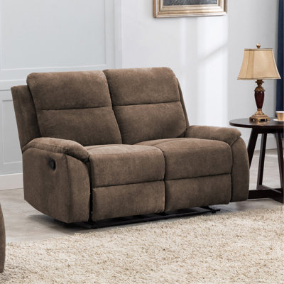 Ronald Reclining Loveseat - Family Relaxation & Leisure, For Living Room/Family Room, Brown Fabric With Hardwood Steel Frame & Foam-Encased Pocketed Coils, Pillow-Top Cushions & Luxurious Brown Fabric