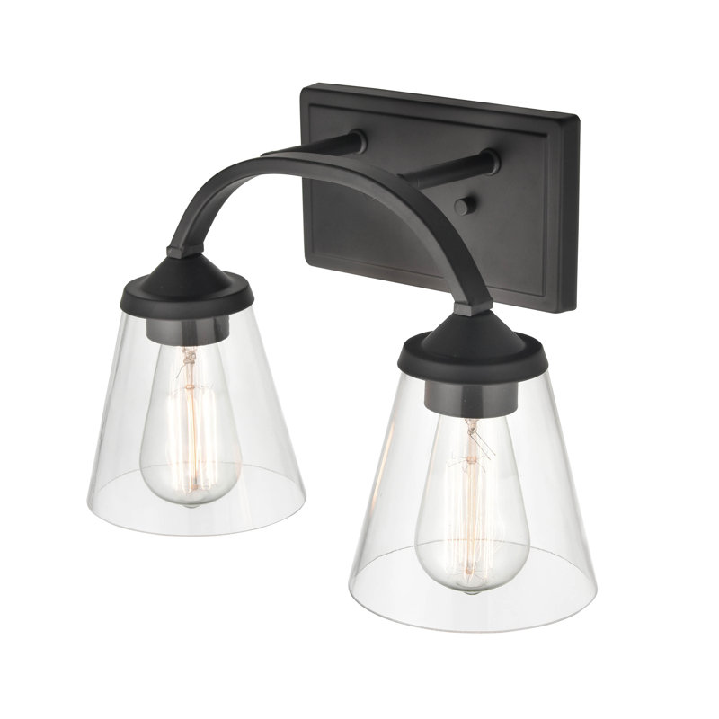 2 lumières 14 po Éclairage pour meuble-lavabo en nickel satiné, Noir mat