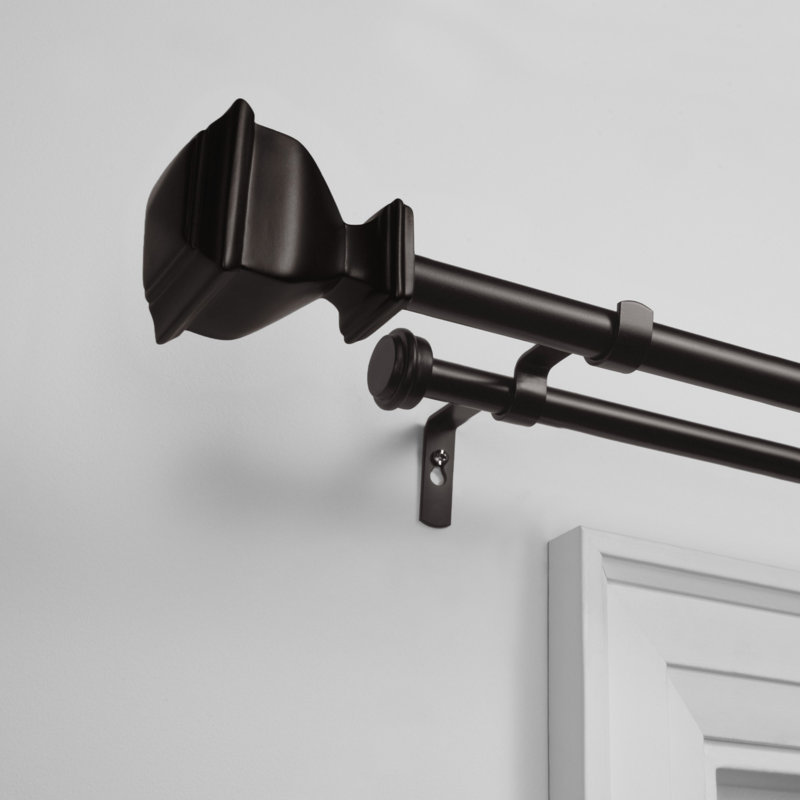 Ensemble de tringle à rideaux double et faiteau Boney Exclusive Home Napoleon, H 2,4 po x l 120 po x P 2,4 po, Bronze mat
