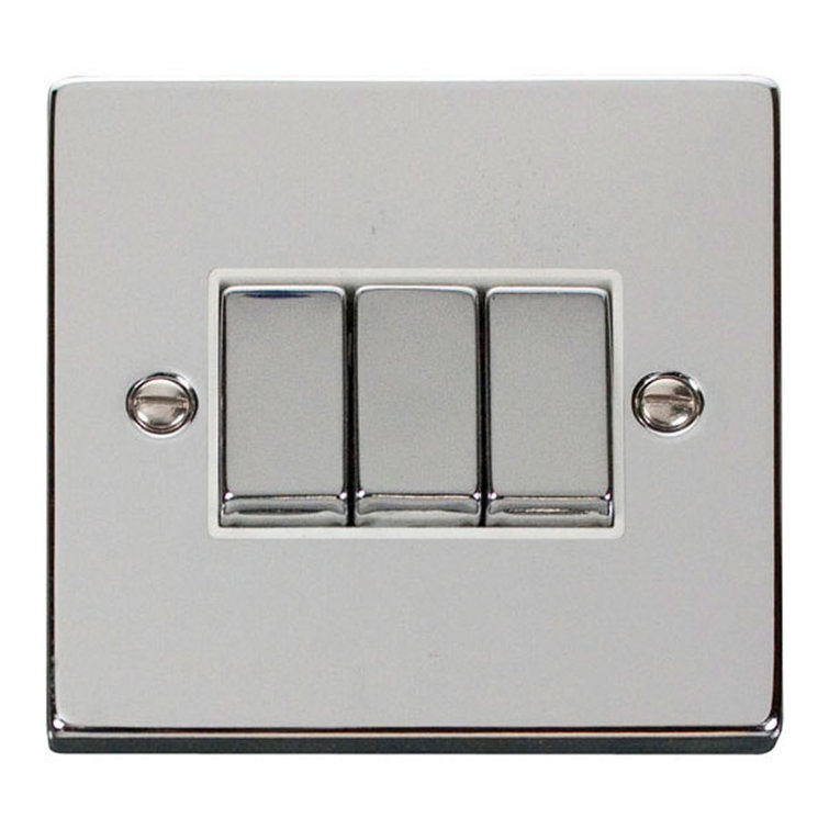 Polished Chrome 10A 3 Gang 2 Way Ingot Light Switch