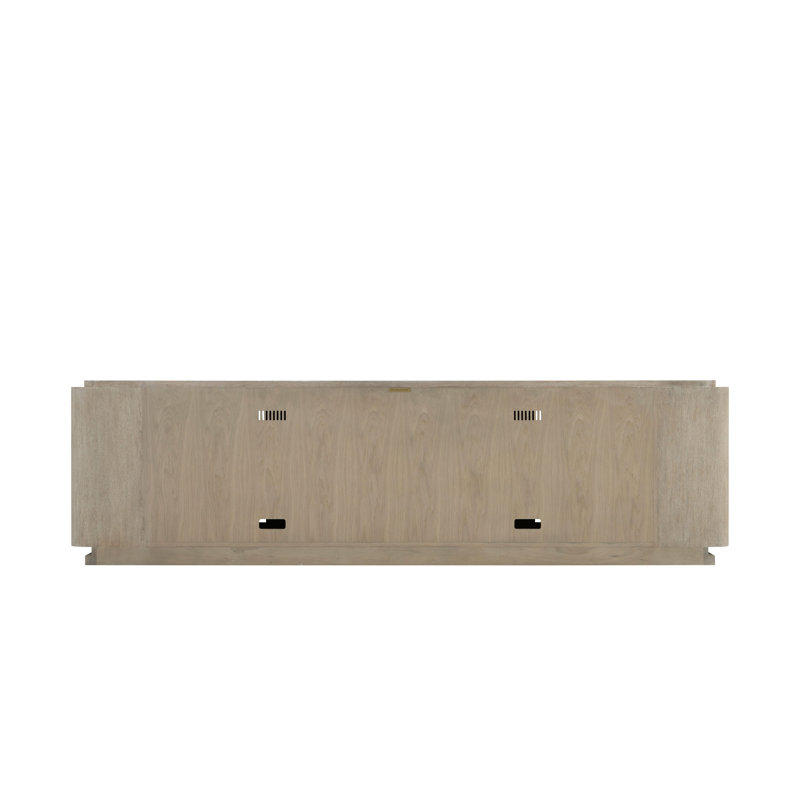 Repose Solid Wood and Glass TV Stand, Gray Oak