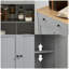 Buffet 55,1 po de style nordique avec tiroirs de rangement, tablettes réglables, buffet gris et chêne pour le salon, la cuisine et le vestibule-540563188