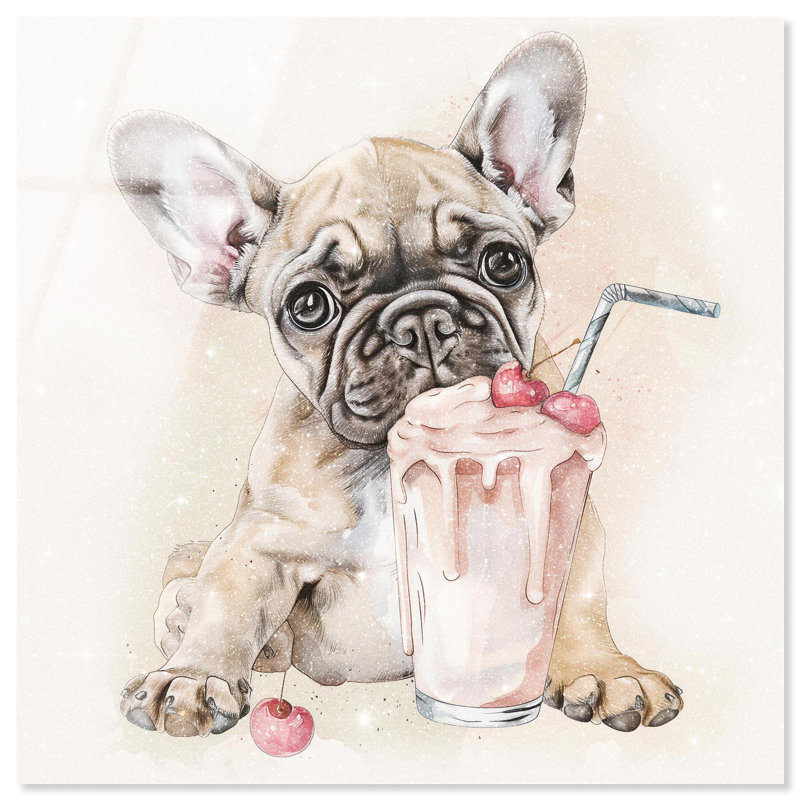 Impression sur toile Milkshake Frenchie, H 20 po x l 20 po