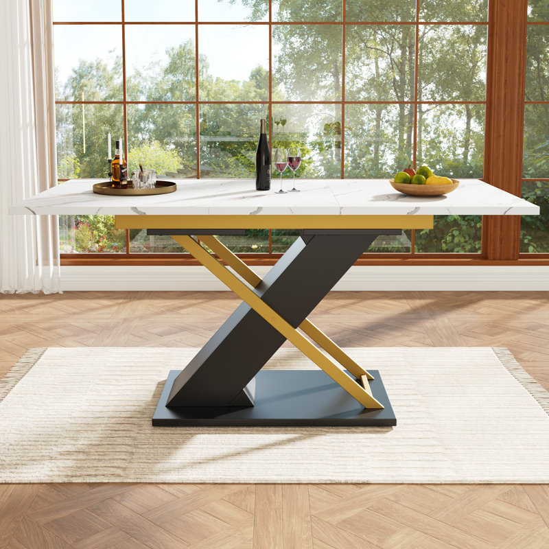 Extendable Metal Base Dining Table