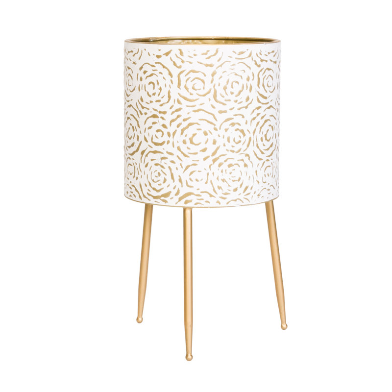 Pot à fleur d'intérieur en métal Floram avec base en métal à 3 pieds, H 24 po x l 12,25 po x P 12,25 po