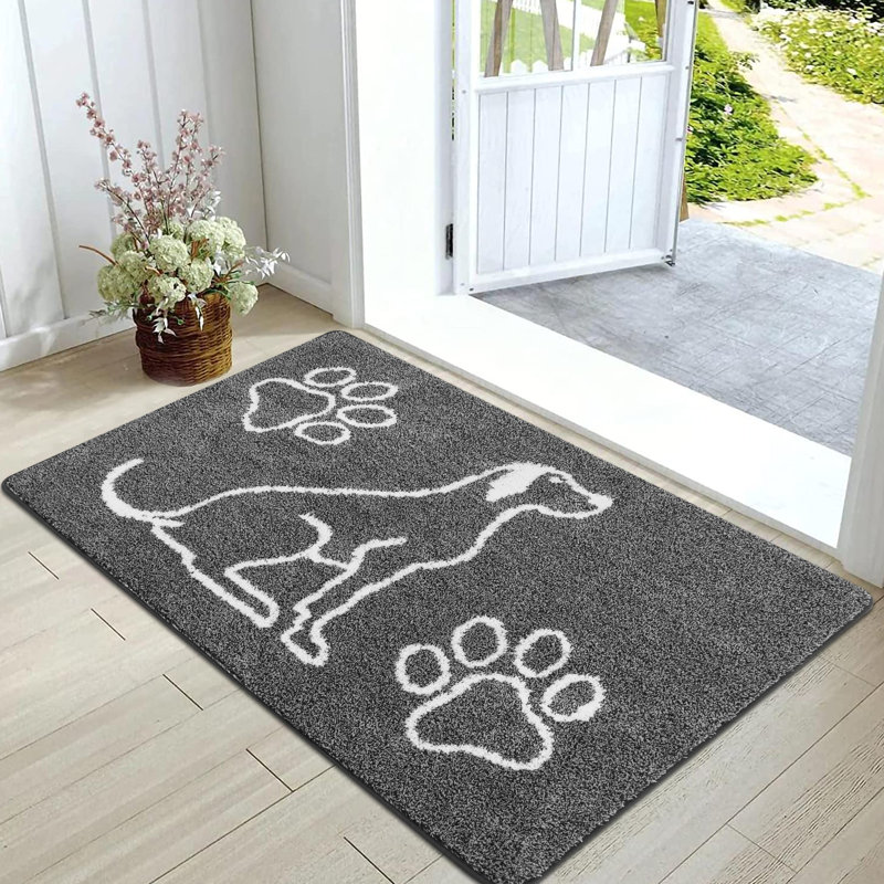 Machine Washable 32" x 48" Non-Slip Indoor Outdoor Doormat, Black