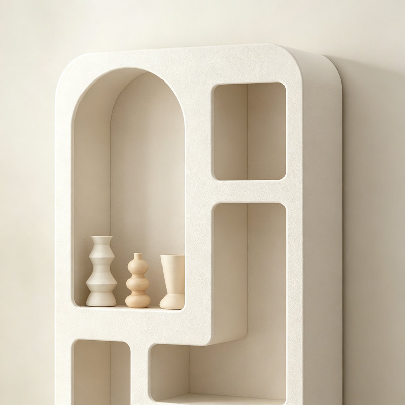 Présentoir simple en bois massif crème