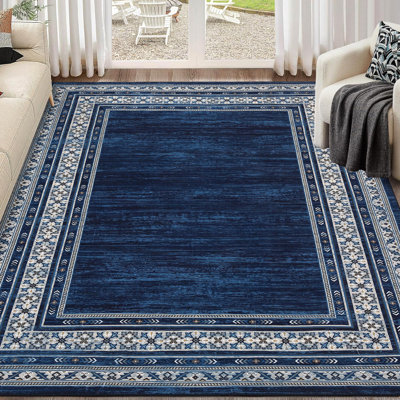 Tapis géométrique contemporain en velours perle pliable lavable 4 po x 6 pi avec envers TPR antidérapant pour salon, chambre, salle à manger, entrée, intérieur