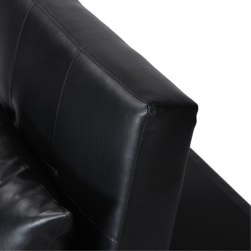 Lit pliant noir - multifonctionnel pour toutes les situations. Rangement simple et économie d'espace. Ergonomique digne de confiance. Fonctionne comme table à thé, fauteuil, lit simple. Cuir. Limite de poids de 264 lb. 69,7 po