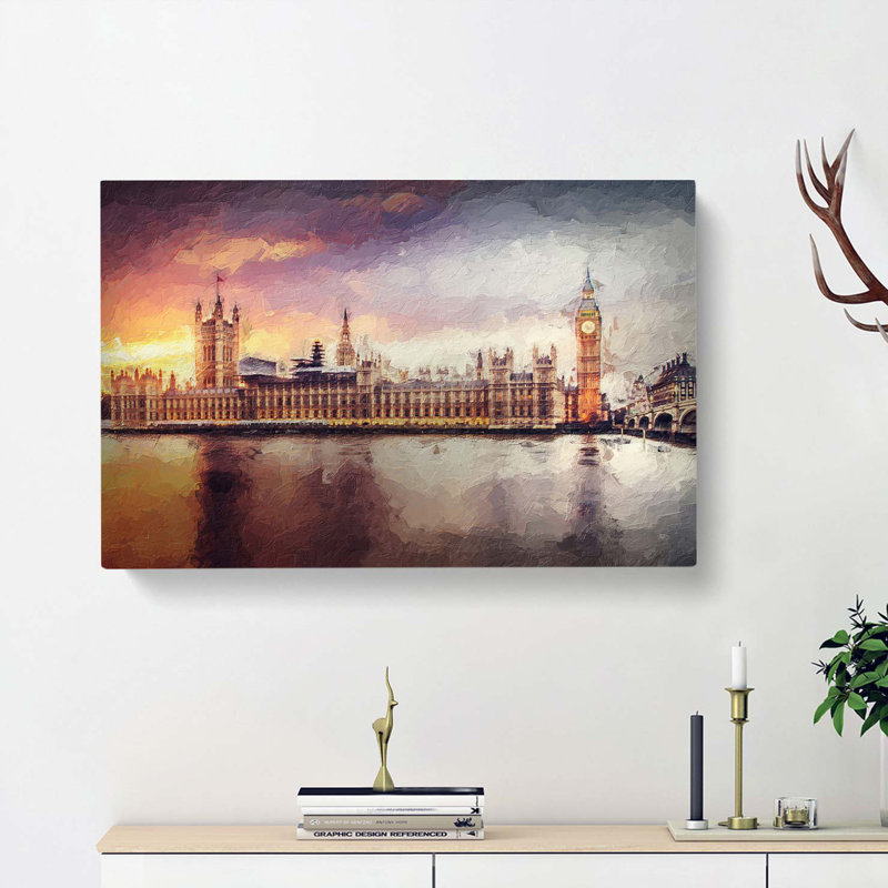 Big Ben and Houses of Parliament in Abstract - Wrapped Canvas, 40cm H x 60cm W x 3cm D