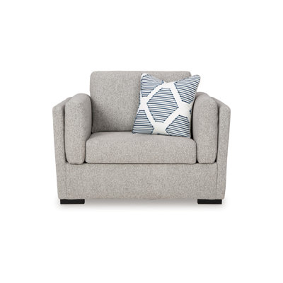 Marcy Oversized Chair With Arm Bolster Pillows, Pewter Gray Polyester