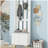 Modern Luxury 4-in-1 Hall Tree with Cushion, Versatile Coat Rack with 8 Gold Hooks and Legs, Entryway Bench with Adjustable Shelves & Fluted Doors for Hallway, Living Room-524928857