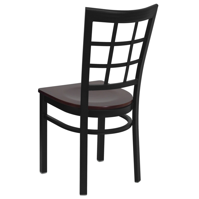 Prompton Window Back Metal Restaurant Chair, Mahogany