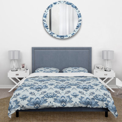 Ensemble de housse de couette Blue Floral Trellis I - Traditional