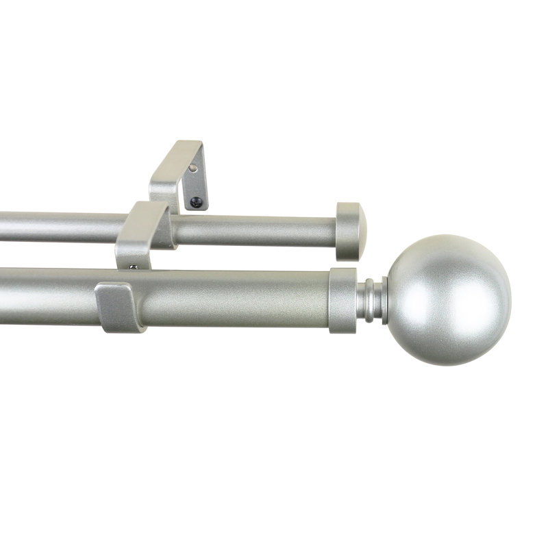 Tringle à rideaux double Eijah, Étain, 84" - 120"